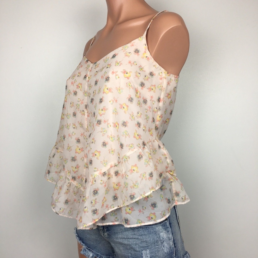 🛍 Lauren Conrad Floral Tank, Pink Print, Size XS - Picture 5 of 7
